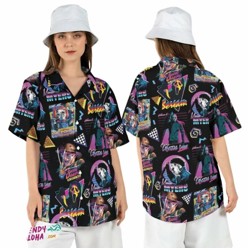 Horror movie characters scream myers fans halloween hawaiian shirt 1