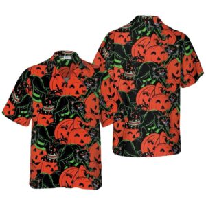 Horror Queen Cat Halloween Hawaiian Shirt