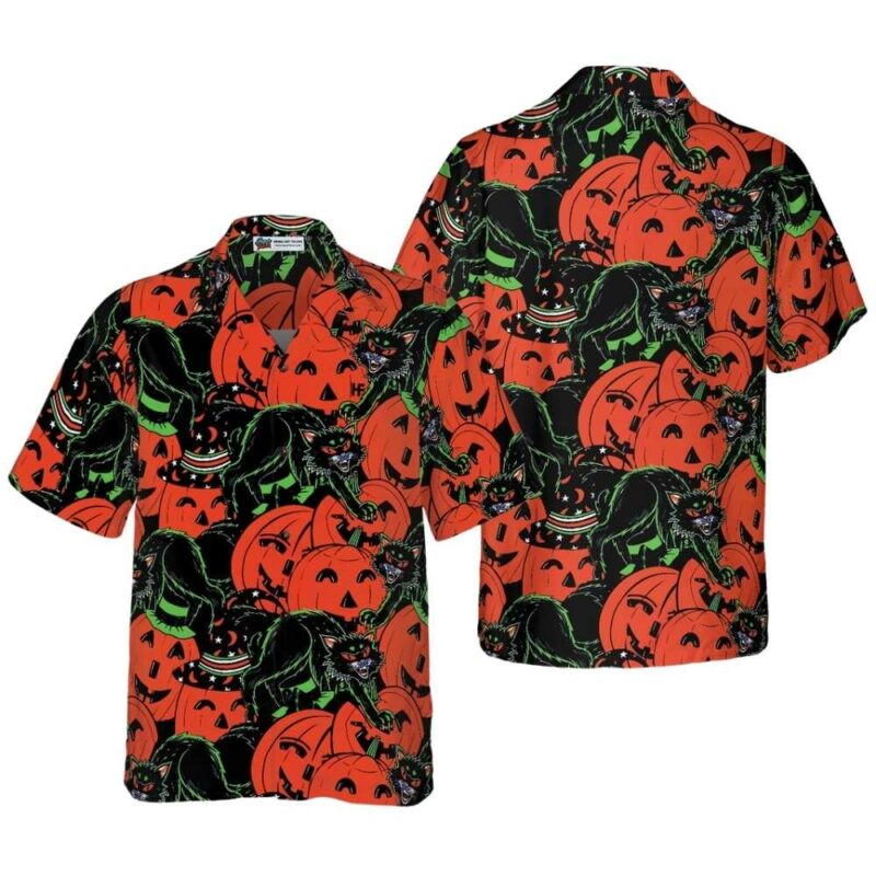 Horror queen cat halloween hawaiian shirt 1