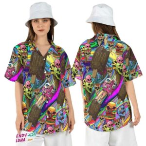 Ice Cream Skull Halloween Creepy Cone Popsicle Hawaiian Shirt