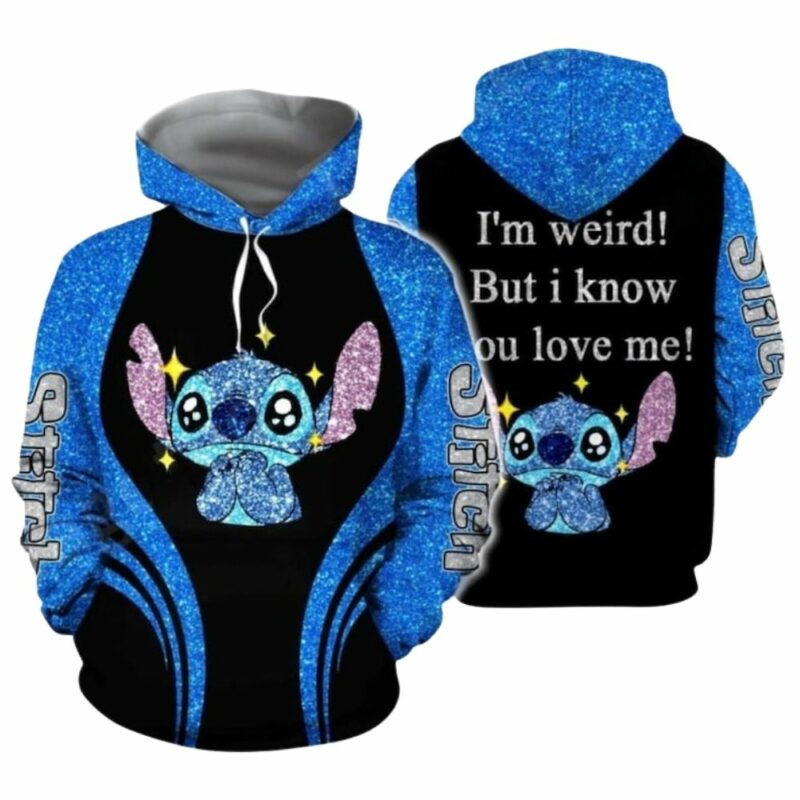 Im weird but i know you love me stitch 3d hoodie 1