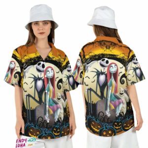 Jack Sally Nightmare Before Christmas Town Halloween Hawaiian Shirt