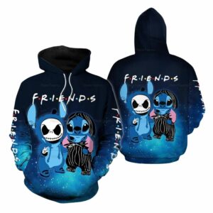 Jack Skellington And Stitch Friends All Over Print Hoodie