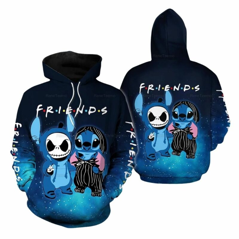 Jack skellington and stitch friends 3d hoodie 1