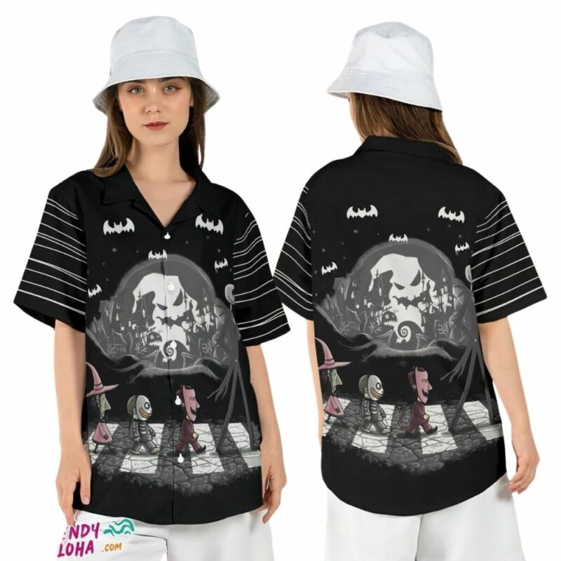 Jack skellington babies abbey road halloween disney hawaiian shirt 1
