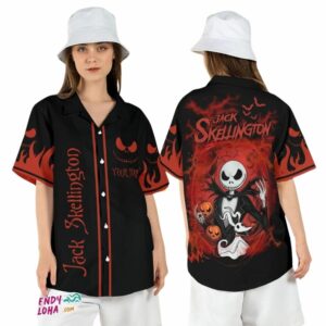 Jack Skellington Baseball Nightmare Before Xmas Pumpkin King Hawaiian Shirt