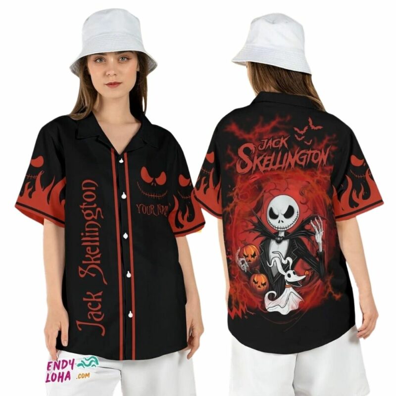 Jack skellington baseball nightmare before xmas pumpkin king hawaiian shirt 1