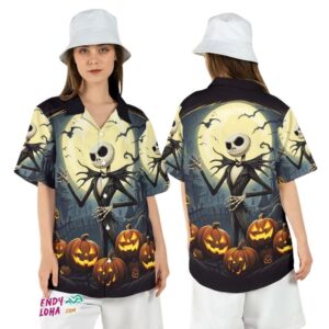 Jack Skellington Halloween Jack O Lantern Pumpkins Hawaiian Shirt