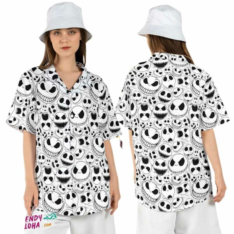 Jack skellington nightmare before xmas halloween pattern hawaiian shirt 1