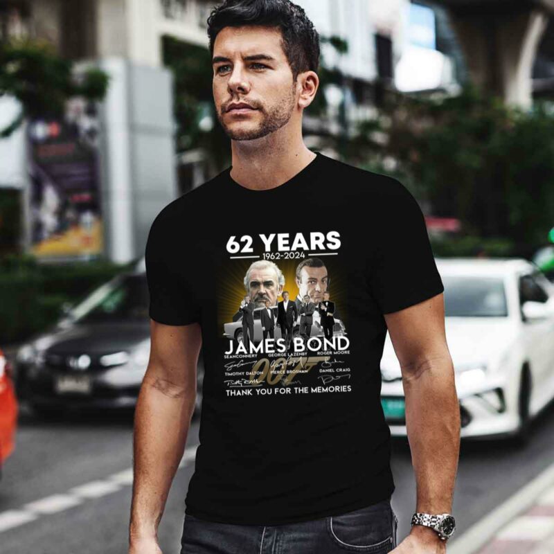 James Bond 62 Years 1962 2024 Signatures Thank You For The Memories 0 T Shirt