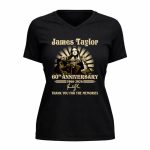James Taylor 60th Anniversary 1966 2026 Signatures Thank You For The Memories 5 Womens V Neck.jpg