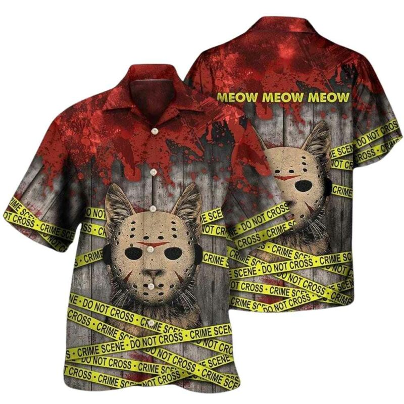 Jason voorhees horror cat hawaiian shirt 1