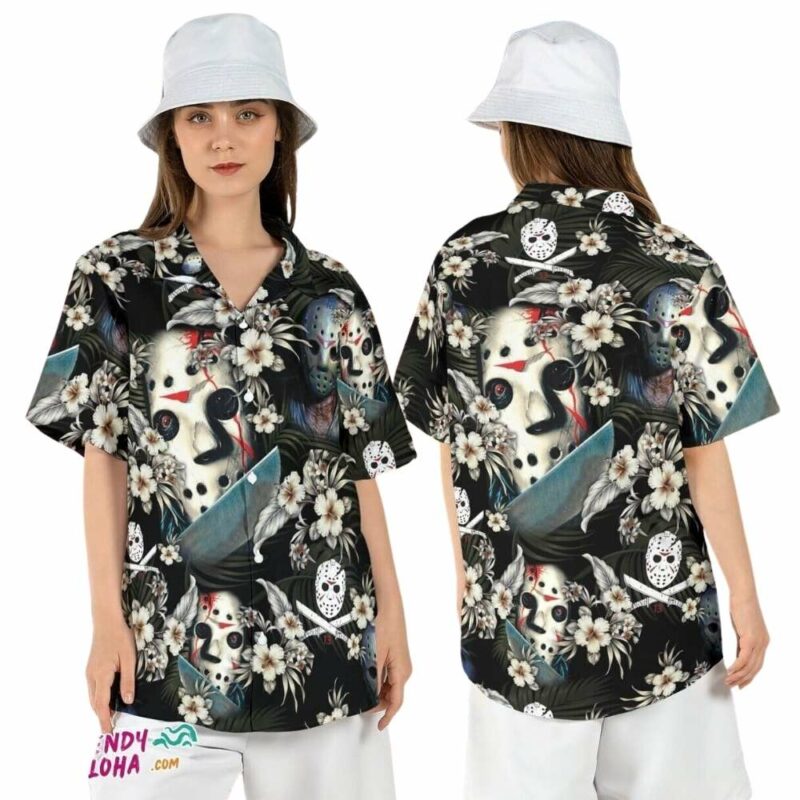 Jason voorhees mask friday hawaiian shirt 13th floral halloween hawaiian shirt 1