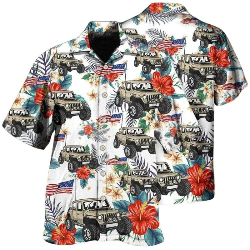 Jeep independence day flower floral hawaiian shirt 1