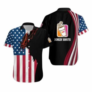 Jesus With Flag American And Dunkin' Donuts Hawaiian Shirt