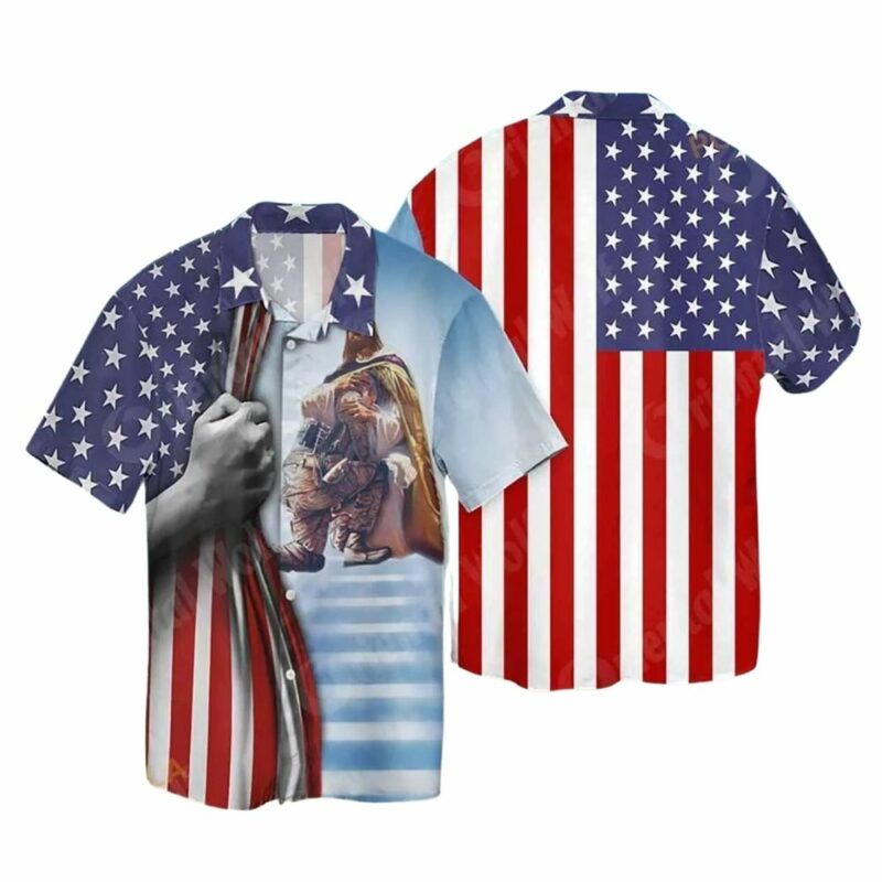 Jesus in my heart with flag american for 4th of july hawaiian shirt 1