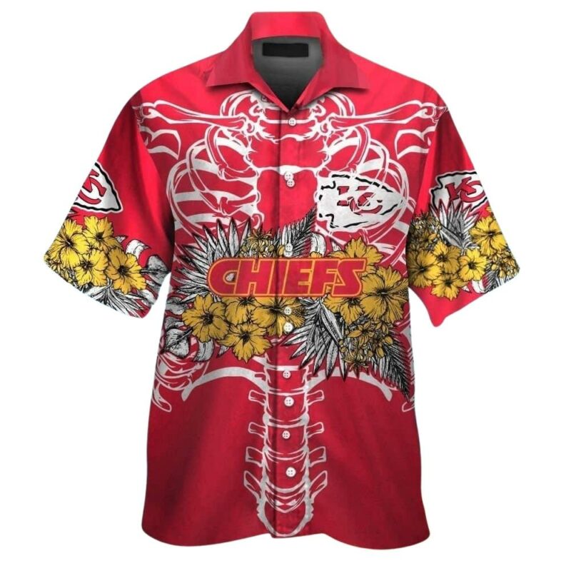 Kansas city skeleton floral halloween hawaiian shirt 1