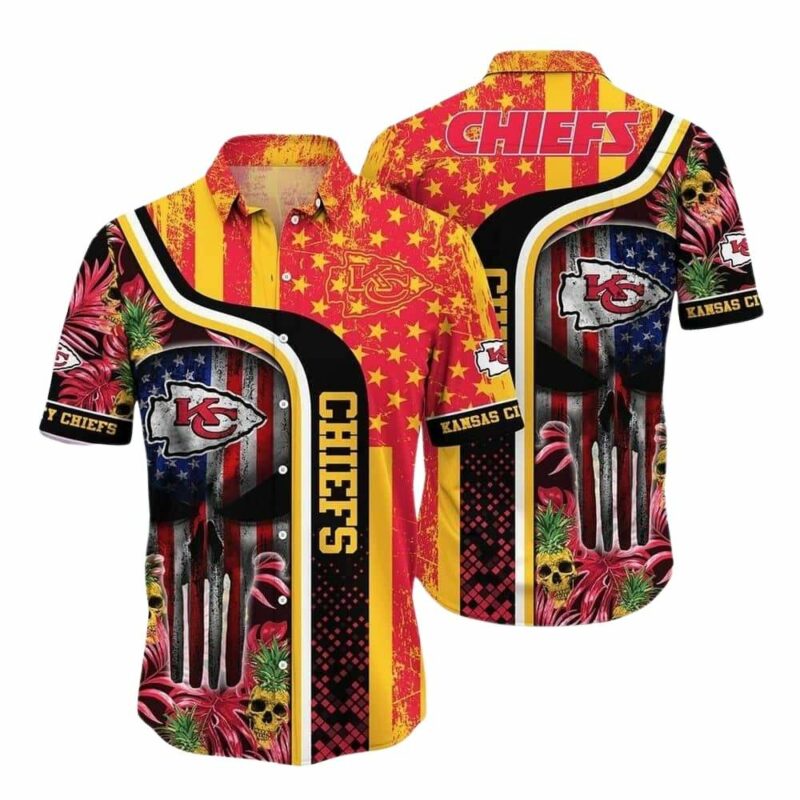 Kansas city skull punisher flag american hawaiian shirt 1