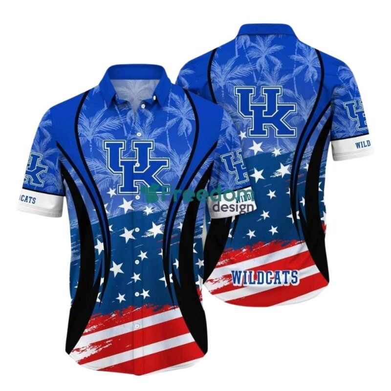 Kentucky coconut tropical and flag american for 4th of july hawaiian shirt 1