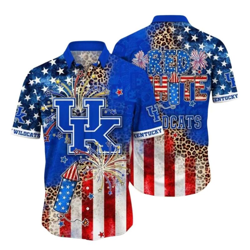 Kentucky with firework flag american for 4th of july hawaiian shirt 1