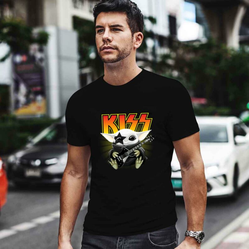 Kiss Star Wars Baby Yoda Hug Guitar 0 T Shirt