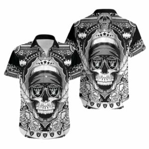 Las Vegas Skull Black White Hawaiian Shirt