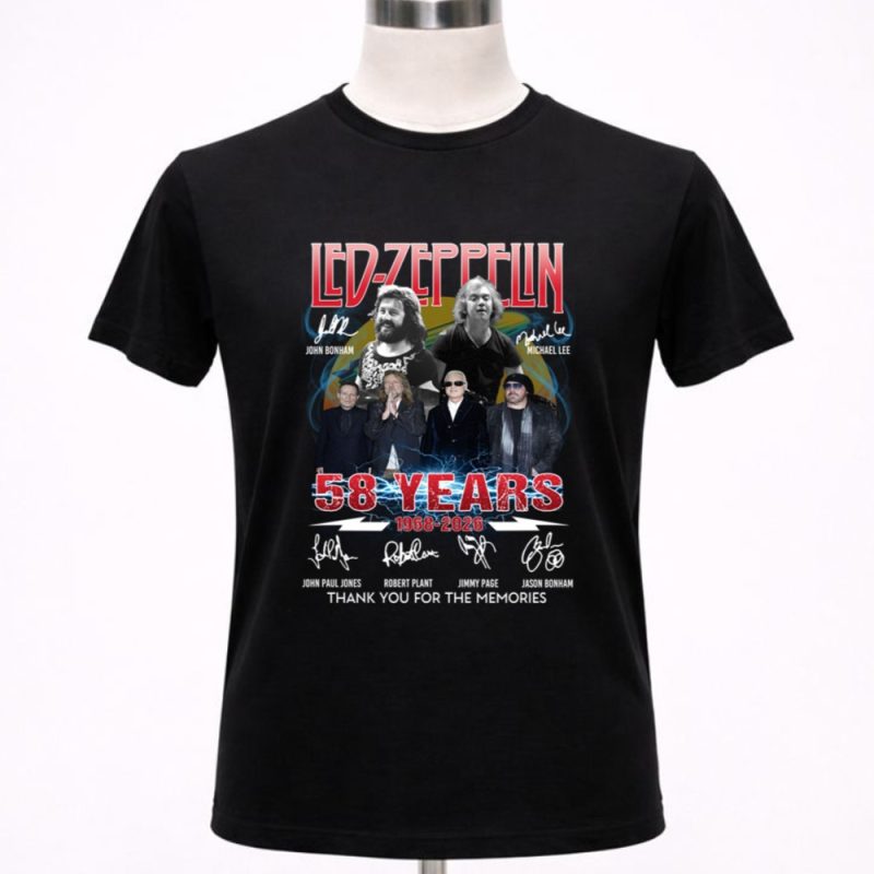 Led Zeppelin 58 Years 1968 2026 Signature Thank You For The Memories 1 T Shirt