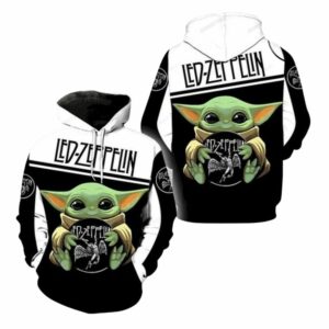 Led Zeppelin Baby Yoda Star Wars All Over Print Hoodie