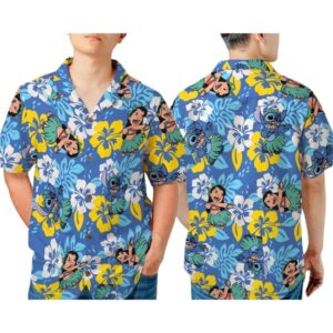 Lilo And Stitch Aloha Tropical Flowers Vintage Hawaiian Shirt