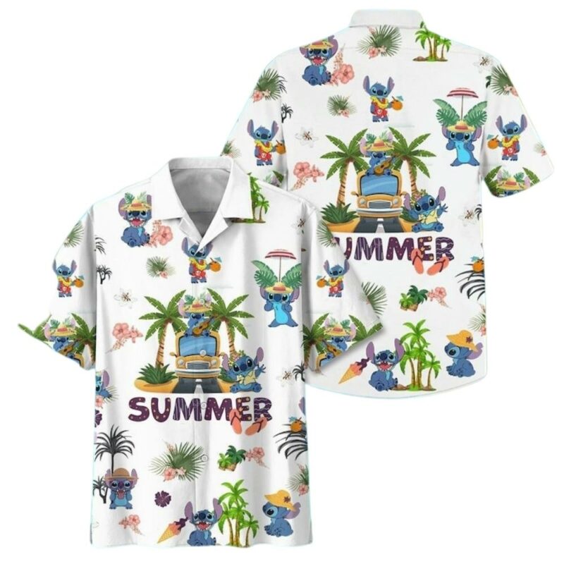 Lilo and stitch car coconut summer beach tropical hawaiian shirt 1