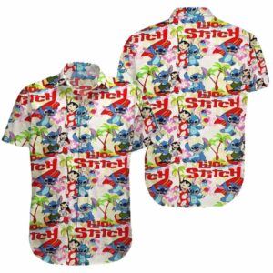 Lilo And Stitch Coconut And Flower Pattern Tropical Hawaiian Shirt