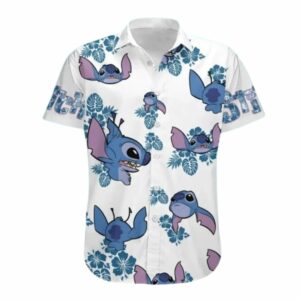 Lilo And Stitch Face Floral Funny Hawaiian Shirt