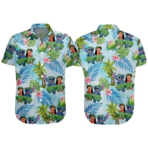 Lilo And Stitch Floral Coconut Tropical Hawaiian Shirt