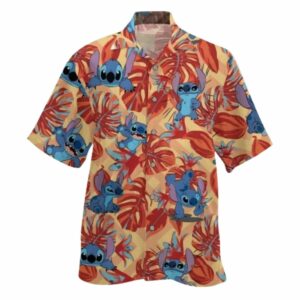 Lilo And Stitch Floral Leaf Summer Tropical Hawaiian Shirt