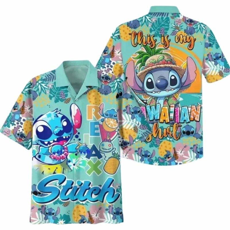 Lilo and stitch floral pattern hawaiian shirt 1