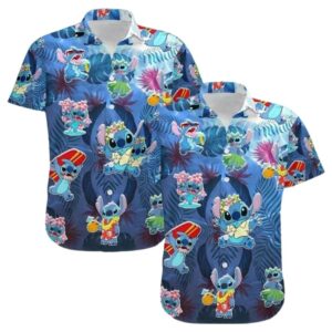 Lilo And Stitch Floral Tropical Summer Beach Hawaiian Shirt
