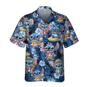 Lilo And Stitch Flower Floral Tropical Hawaiian Shirt