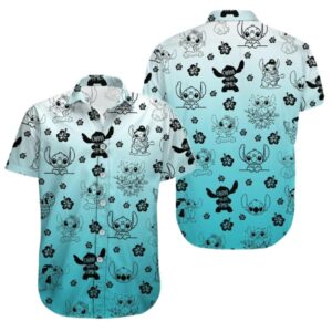 Lilo And Stitch Flower Pattern Hawaiian Shirt