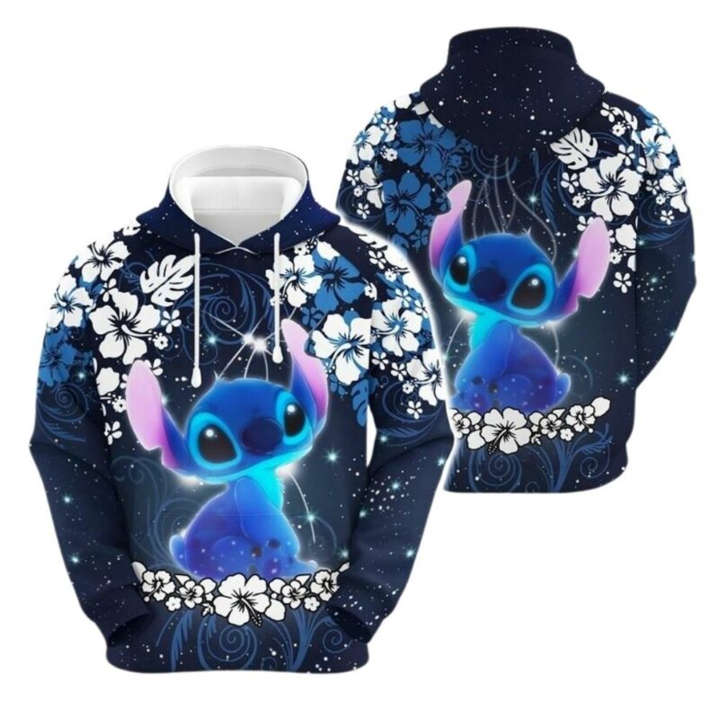 Lilo and stitch flowers floral 3d hoodie 1