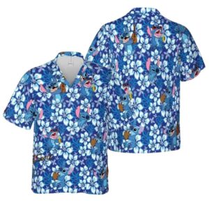 Lilo And Stitch Flowers Pattern Tropical Hawaiian Shirt