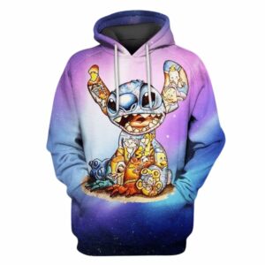 Lilo And Stitch Friends Galaxy All Over Print Hoodie
