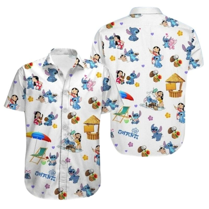 Lilo and stitch ohana summer beach vacation hawaiian shirt 1