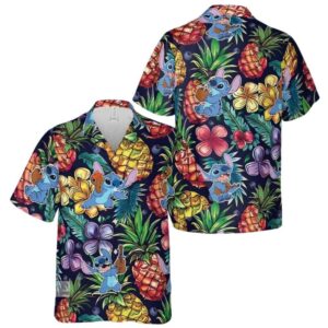 Lilo And Stitch Pineapple Coconut And Guitar Tropical Hawaiian Shirt