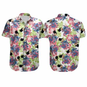 Lilo And Stitch Ride Floral Flower Tropical Hawaiian Shirt
