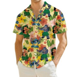 Lilo And Stitch Summer Beach Disney Floral Flower Pattern Hawaiian Shirt