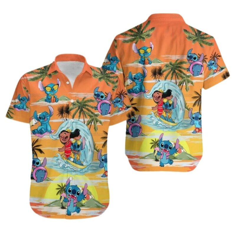 Lilo and stitch surf dance and eat ice cream tropical hawaiian shirt 1