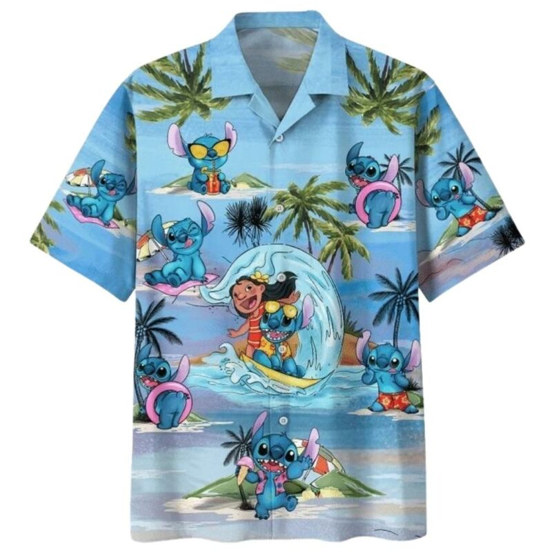 Lilo and stitch surf island tropical hawaiian shirt 1
