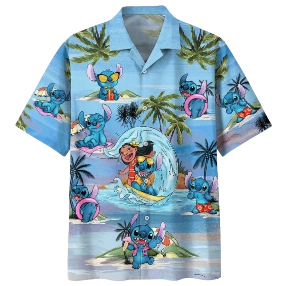Lilo and stitch surf island tropical hawaiian shirt 1