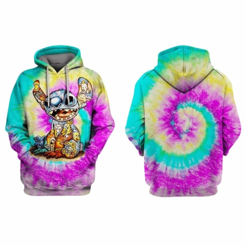 Lilo and stitch watercolor 3d hoodie 1