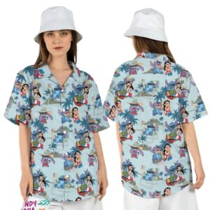 Lilo Stitch Beach Cute Tropical Disney Summer Vacation Hawaiian Shirt